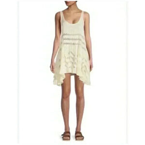 Free People Voila Trapeze Ruffle Slip Tank Dress Top Cream Size S